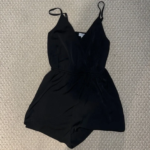 Tobi Pants Jumpsuits Black Satin Romper Poshmark